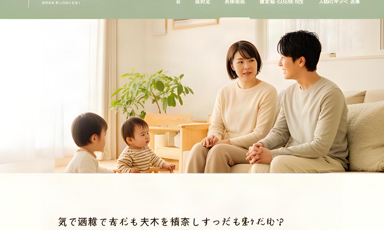 長野の明るい居間で子どもを見守りながら話す夫婦の穏やかな様子